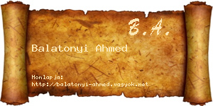 Balatonyi Ahmed névjegykártya